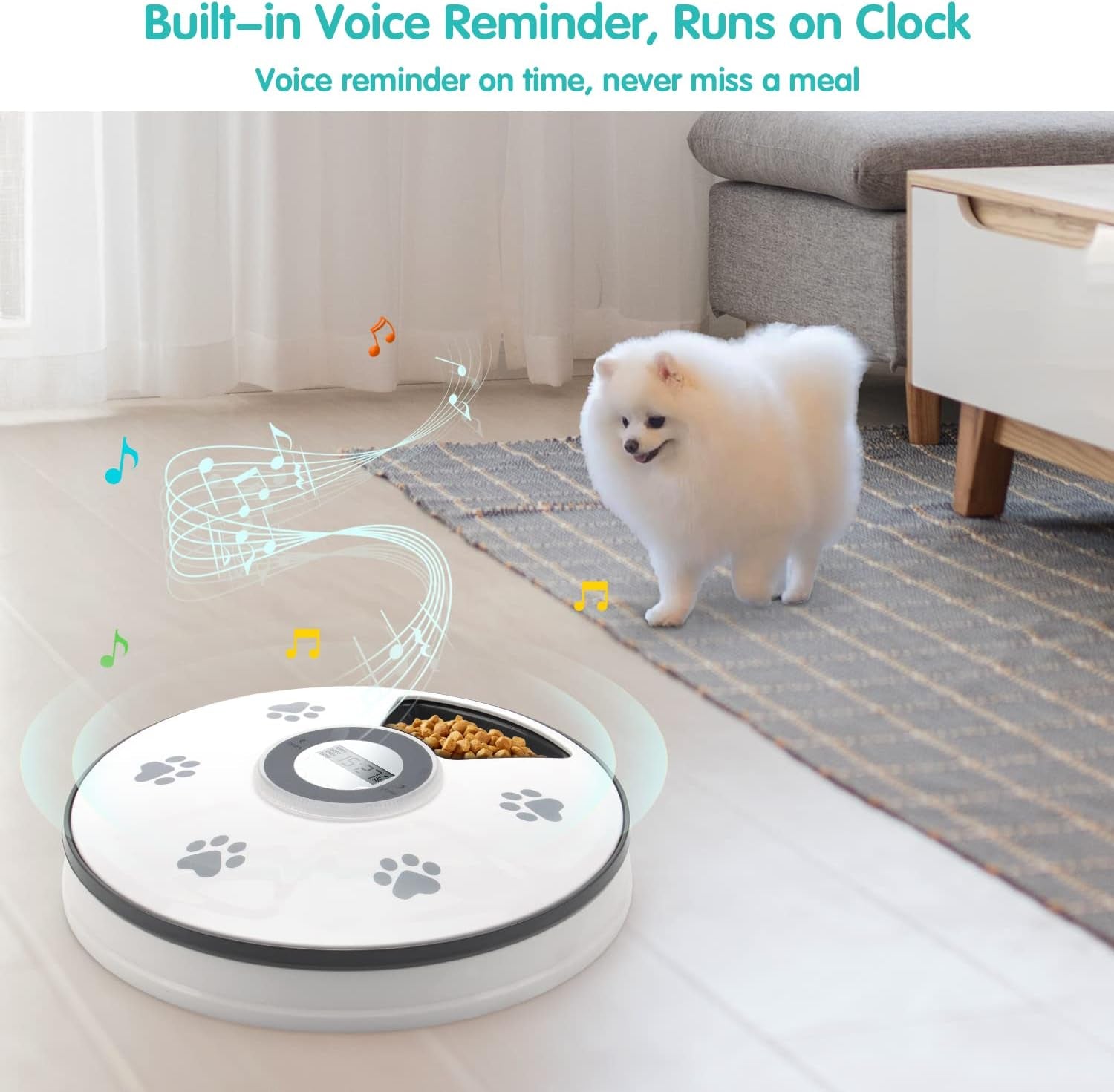 Automatic Cat Food Dispenser, Auto Cat Feeder - 6 Meals Pet Wet Food Dispenser for Small Dog with Programmable Timer Portion Control Timed Cat Feeder with Voice Reminder