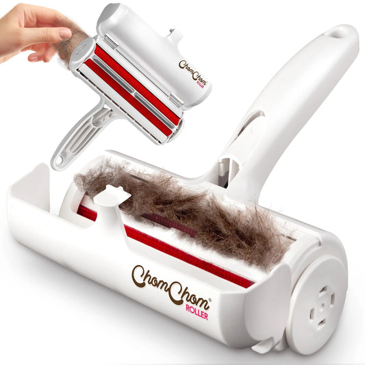 Chom Chom Roller Pet Hair Remover and Reusable Lint Roller - Chomchom Cat and Dog Hair Remover for Furniture, Couch, Carpet, Clothing and Bedding